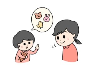 子供の話をしっかり聞いてあげている母親のイラスト図