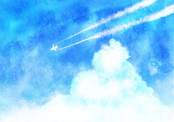 飛行機雲２本線のイラスト