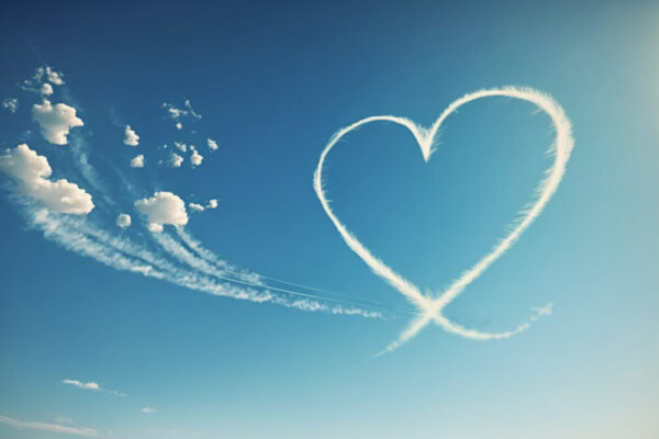 飛行機雲が伝える恋愛のメッセージ、イラスト図