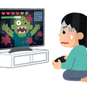 暴力的なゲームをする子供のイラスト