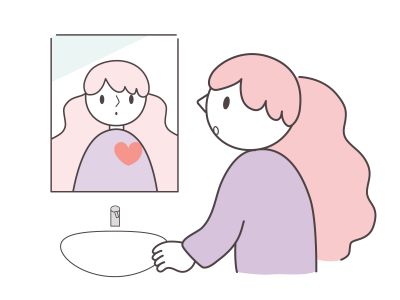 鏡の本当の自分との対話　イラスト