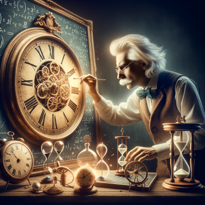 アインシュタインと時間とのイラスト